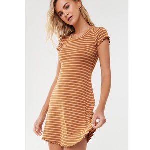 Striped Lettuce-Edge Dress